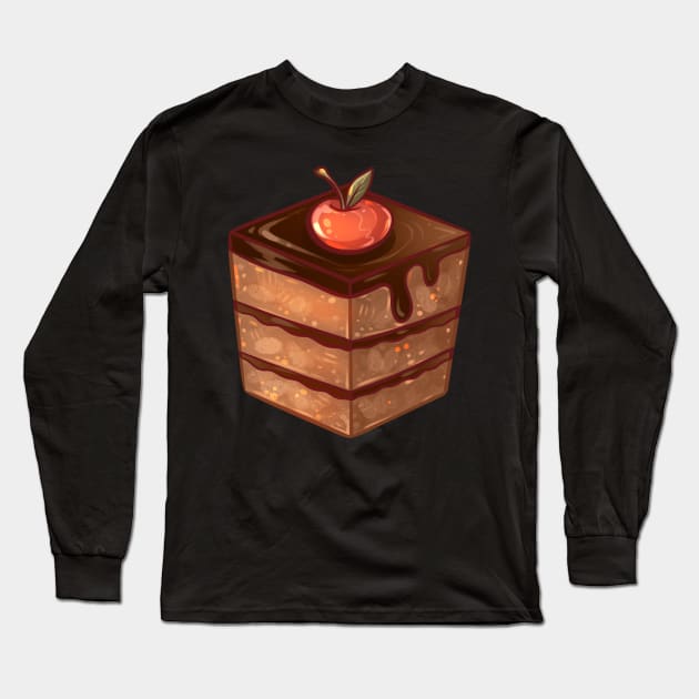 Chocolate Cube Cake Long Sleeve T-Shirt by Claire Lin